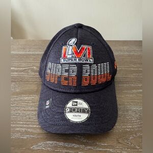 Super Bowl LVI Youth Navy Blue Cap - orange & grey logo, adjustable back NWT